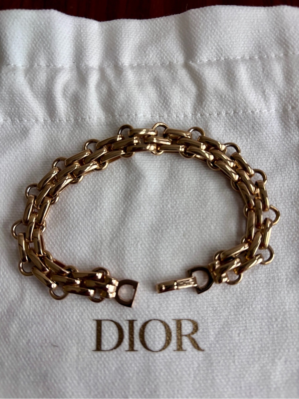 Authentic Vintage Christian Dior Heavy Gold Tone Finish Link Bracelet Statement